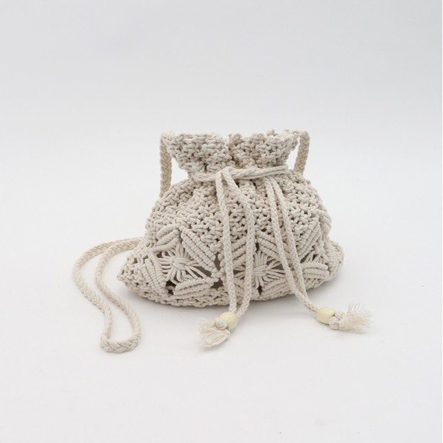 かぎ編み 巾着 ミニポシェット ショルダーバッグ カジュアル Evergreen