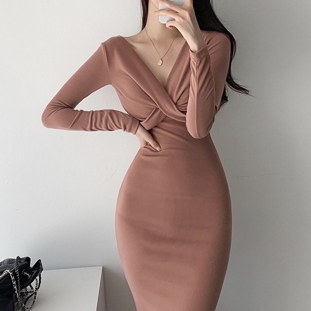 ワンピース ミモレ レディース タイトワンピース ミディアムワンピ ひざ丈 ロング ひざ下 フロント クロスデザイン 春 夏 春夏 コーヒー ネイビー ブラック 黒 きれいめ Ol オフィスカジュアル ドレス C Oaw1046 Reirse レイルセ 代 30代 40代 レディースファッション