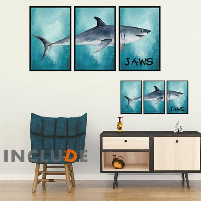 ウォールステッカー サメ 鮫 シャーク ジョーズ Jaws ホオジロザメ アオザメ 巨大人食い鮫 スリラー ホラー パニック パネル Cute Kabe Kawaii