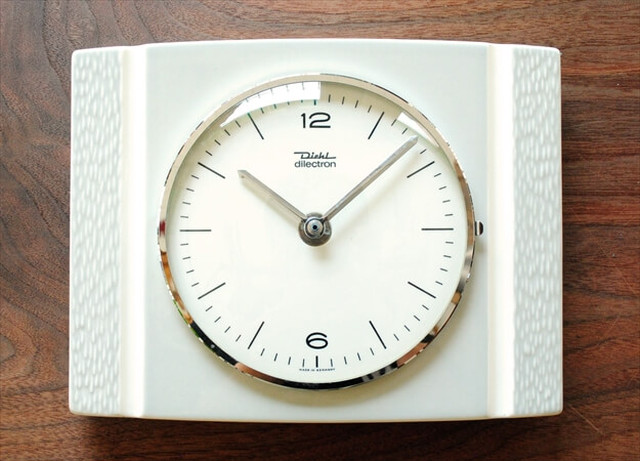 ドイツ製 Diehl 陶器フレーム 壁時計 電池式 ヴィンテージ 壁掛け時計 アンティーク キッチンクロック Ig1106 Callum Shop Antique Clock Section