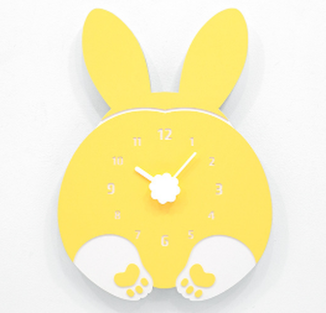 動物 お尻 モチーフ イラスト ブラック ブラウン ブルー イエロー かわいい 子供部屋 時計 インテリア Clock クロック 壁掛け ウォール ウォッチ オシャレ Clock Flog