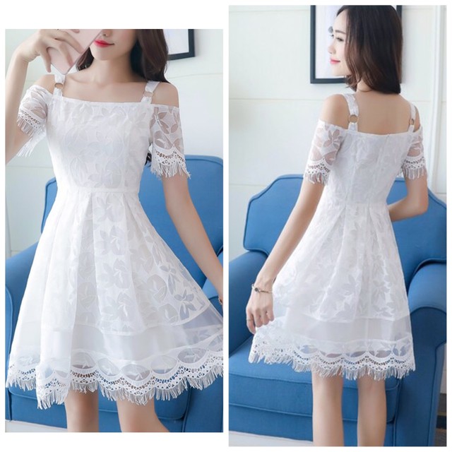 エレガント 清楚 ワンピース オフショル ハイウエスト ミドル丈 レース Sy 3 1 Dress Sugar Moon