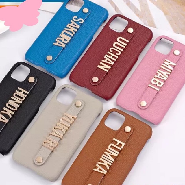 Call Me Love Iphone Case 高級レザー調イニシャル オリジナル お名前 名入れ 携帯ケース Iphoneケース Princesshyatt 量産型地雷系原宿系パンクストリートブラック韓国系厚底リュック