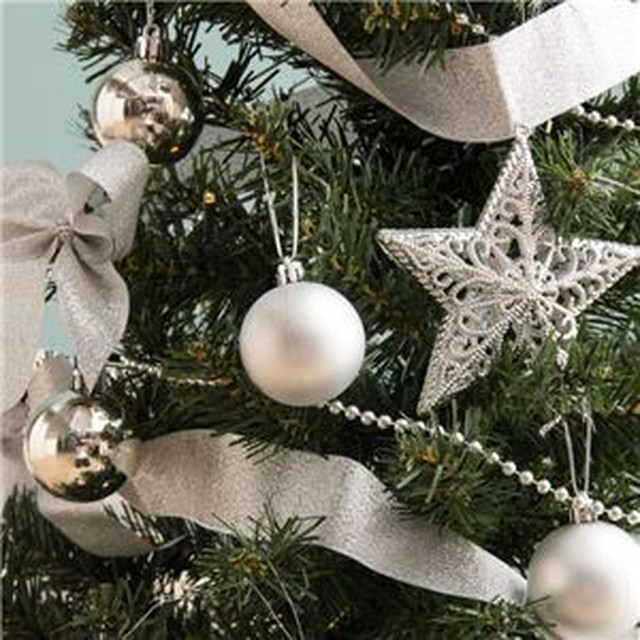 デラックス クリスマスツリーセット シルバー 高さ1cm Ledイルミネーション 豪華オーナメント付き 組立片付け簡単 あぼーママのセレクトショップ