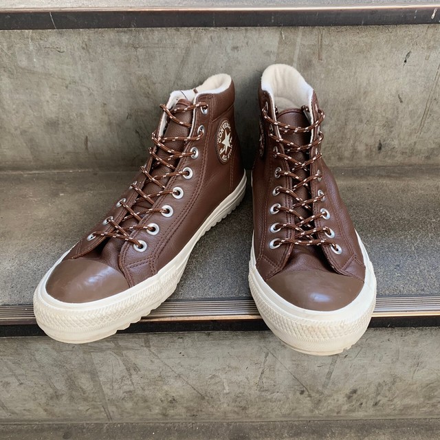 Converse コンバース ハイカット スニーカー レザー ボア 茶 27 5cm Slat Albatross Vintage