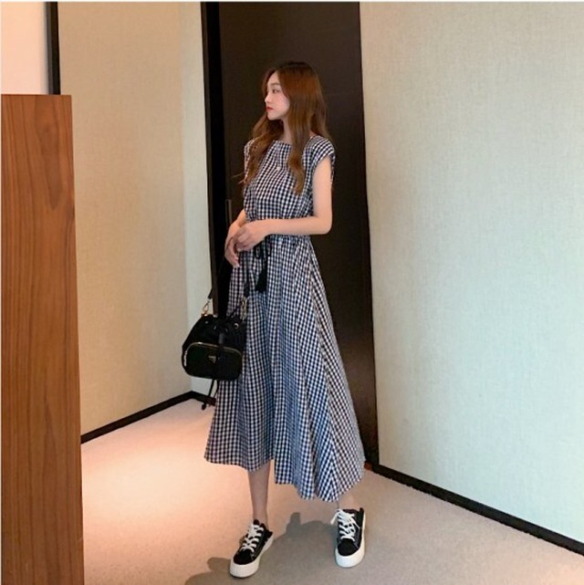 S ２xlサイズ 綿麻混合ワンピース ウエストマーク 春夏 上品 大人っぽい きれいめコーデ ミモレ丈 ゆったり 韓国ファッション K0363 Shopmall To You