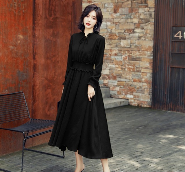 ウエストマーク ロングプリーツワンピース ワンピース レディース プリーツスカート フレアスカート Aライン ロングワンピース 美シルエット ウエストマーク 着痩せ効果 きれいめ エレガント フォーマル フェミニン こなれ感 オフィス 秋冬 981 Sayurio レディース