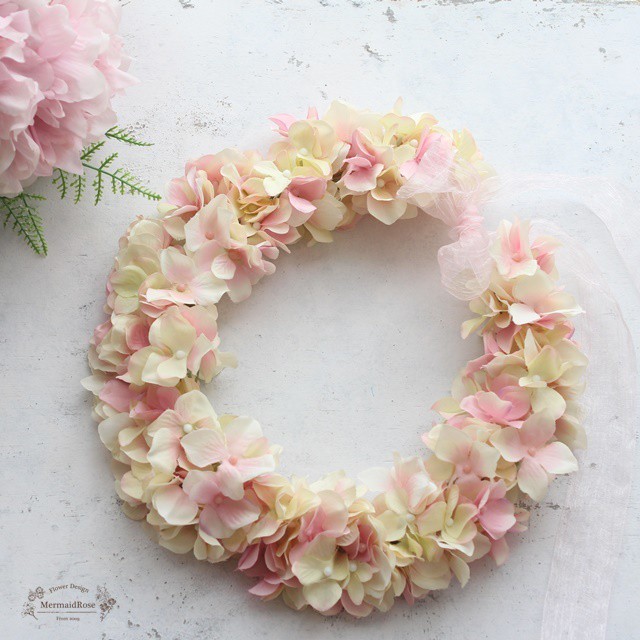 花冠ボリュームアジサイｍ 17 Blue 花かんむり 選べる25色 一目惚れする花冠 リースブーケのお店 マーメイドローズ Mermaidrose