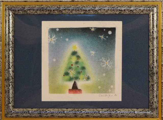クリスマス パステル画 手描き No 0115 Minami Morinoki