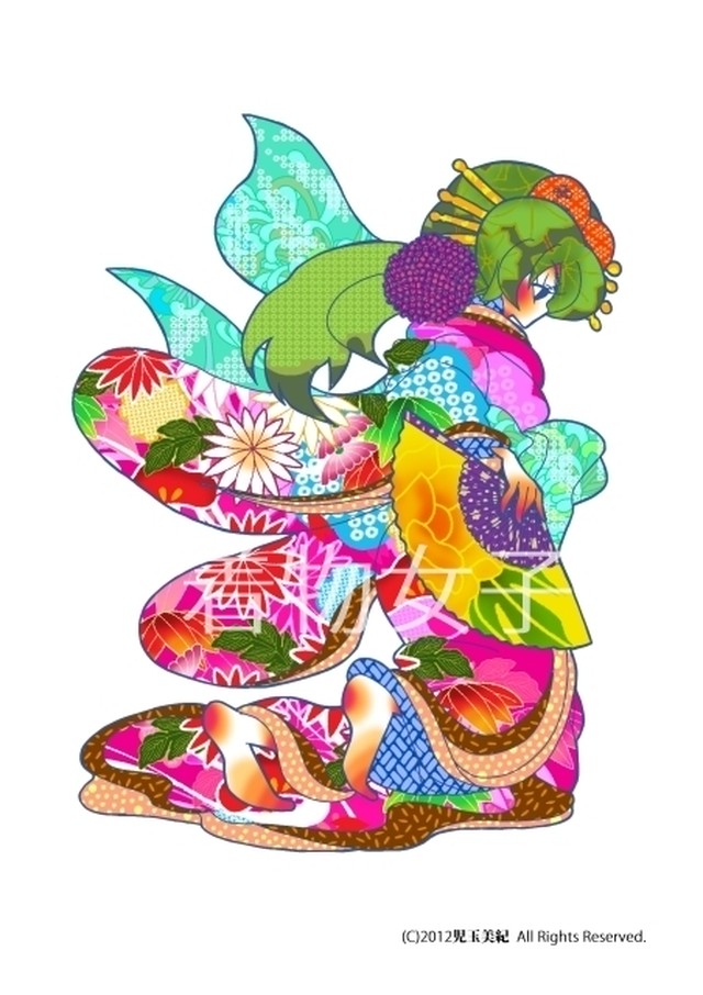 商用可 Miki Kodama着物女子 の イラスト素材 その１２ Jpg形式 着物女子 Miki Kodama
