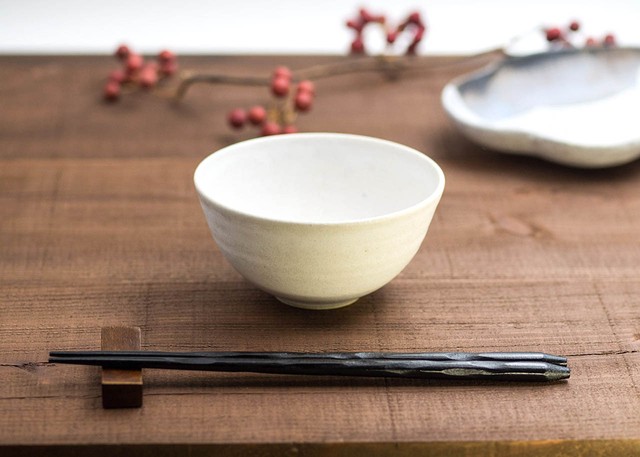 白マット 釉飯碗 茶碗/石塚操