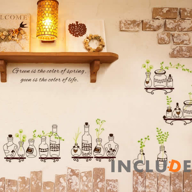 ウォールステッカー 空き瓶 空ボトル ビスケットボトル リメイク おしゃれ 雑貨 着せ替え 写真入れ 写真立て インテリアステッカー Kabe Kawaii