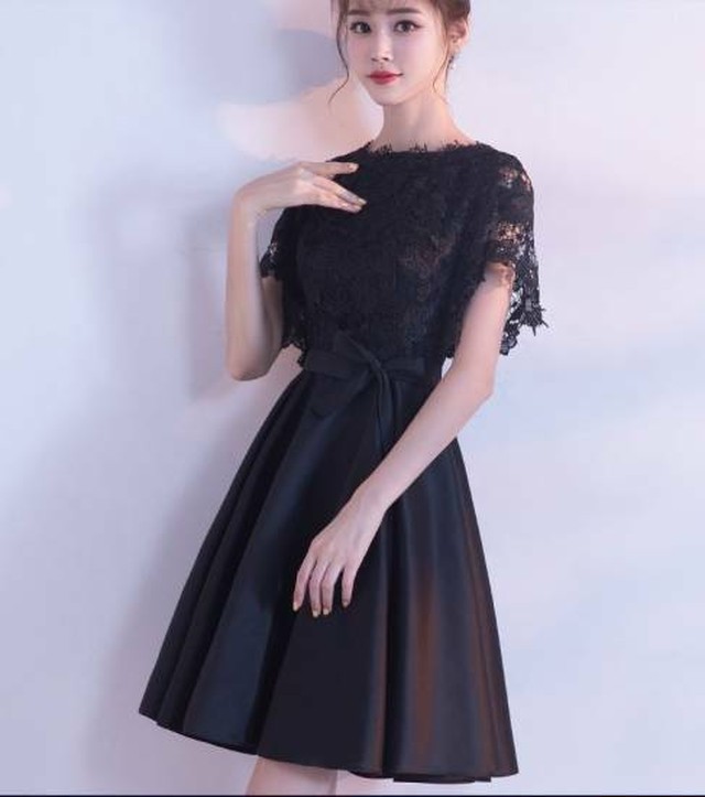 黒レース ワンピース 結婚式ドレス お呼ばれ 代 30代 40代 パーティードレス ブラック 披露宴 Dressy Lily ドレッシーリリー プチプラドレスワンピース専門店