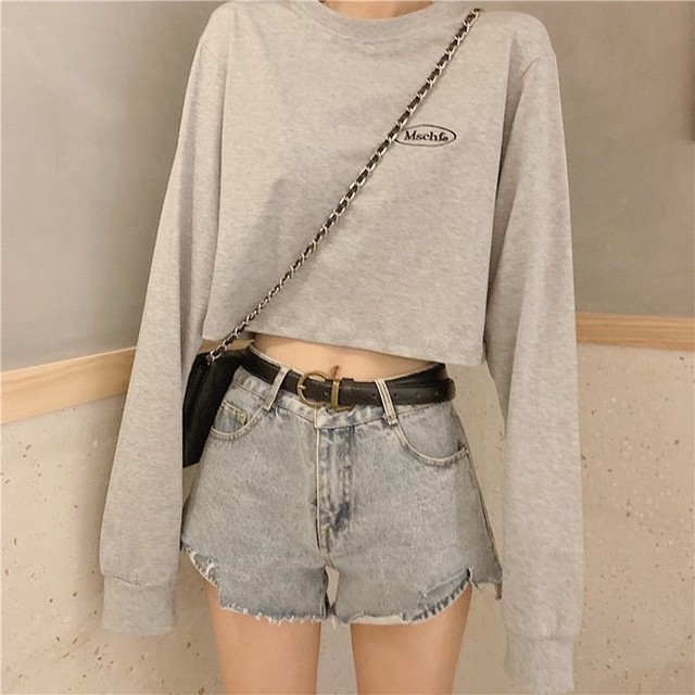 レディース ラウンドネックtシャツ へそ出しコーデ 長袖 レディースファッションショップ Carina レディース ラウンドネックtシャツ へそ出しコーデ 長袖 レディースファッションショップ Carina