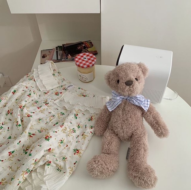 韓国インテリア くま テディベア ぬいぐるみ 北欧雑貨 インスタ 韓国雑貨 プレゼント ベットサイド チェック柄 パジャマ ナチュラル 可愛い 癒し Ins風 誕生日プレゼント 人気 話題 寝室 Youtuber Arb