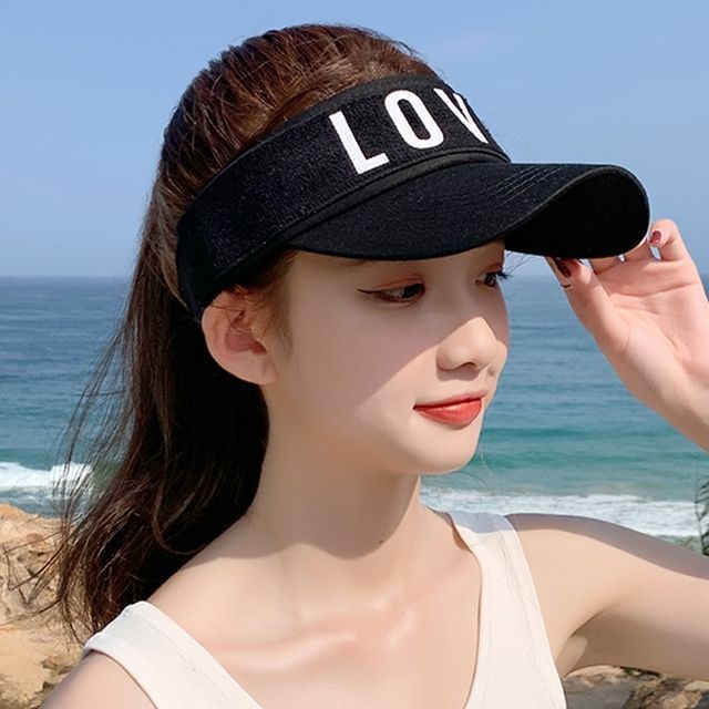 予約販売 サンバイザー 帽子 Love レディース メンズ ユニセックス Uvカット アウトドア 日焼け防止 紫外線 ブラック ベージュ 女優帽 こなれ感 お洒落 韓国 トレンド Favoriteselect