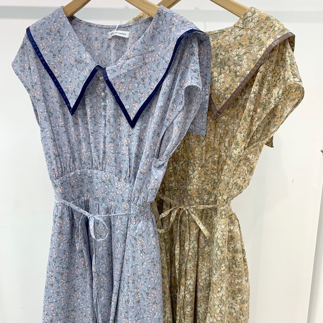 Web限定 配色セーラーカラーガーリーワンピース Every Very Niceclaup