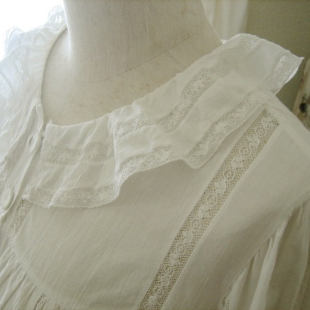 アンティークピエロカラーボビンレースブラウス リメイク Merletto D Orsetto