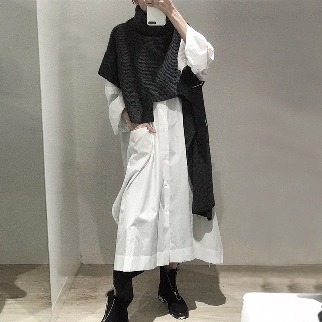 アシンメトリー ロングニットベスト Emmasis Closet