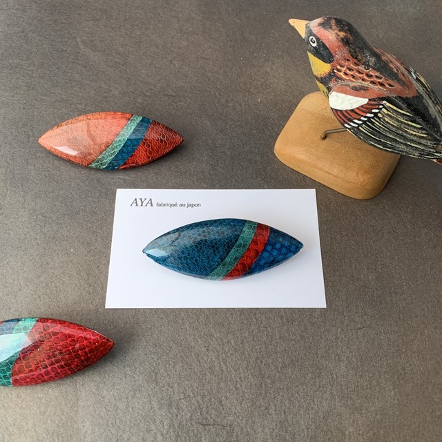 蛇革 パイソン ブローチ Aya Accessoires