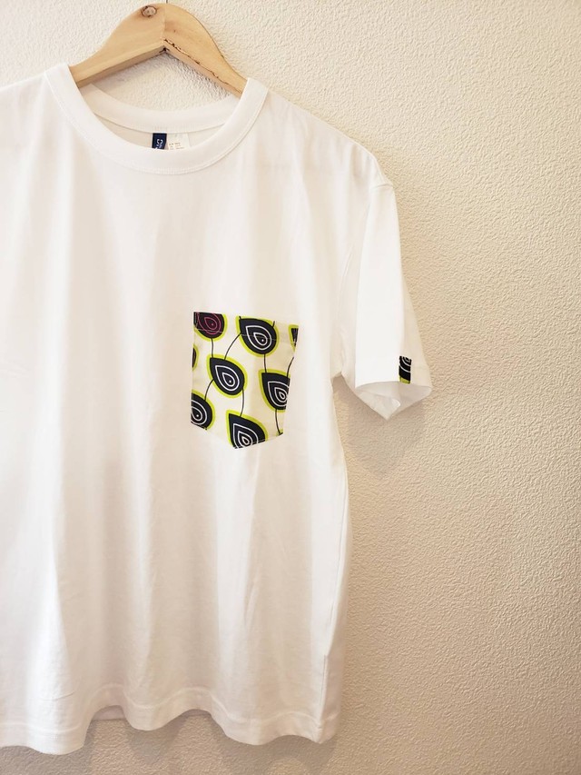 アフリカンファブリックポケットTシャツ Mサイズ