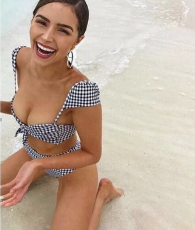 即納 水着 ギンガムチェック ビキニ フリル フリフリ ショルダーフリル Endolwon