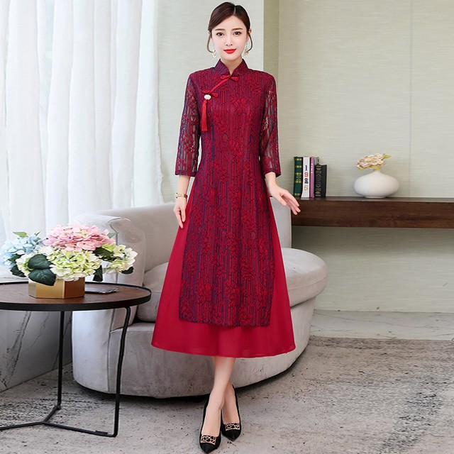 アオザイ ベトナム パーティードレス ワンピース 花嫁 M L Ll 3l 4l パープル ブラック レース スパンコール 8 250 アオザイ ベトナム 民族風 ロングドレス サイドスリット 長袖 スタンドネック ワンピース 二次会 花嫁 謝恩会 デート お呼ばれ ブルー ピンク