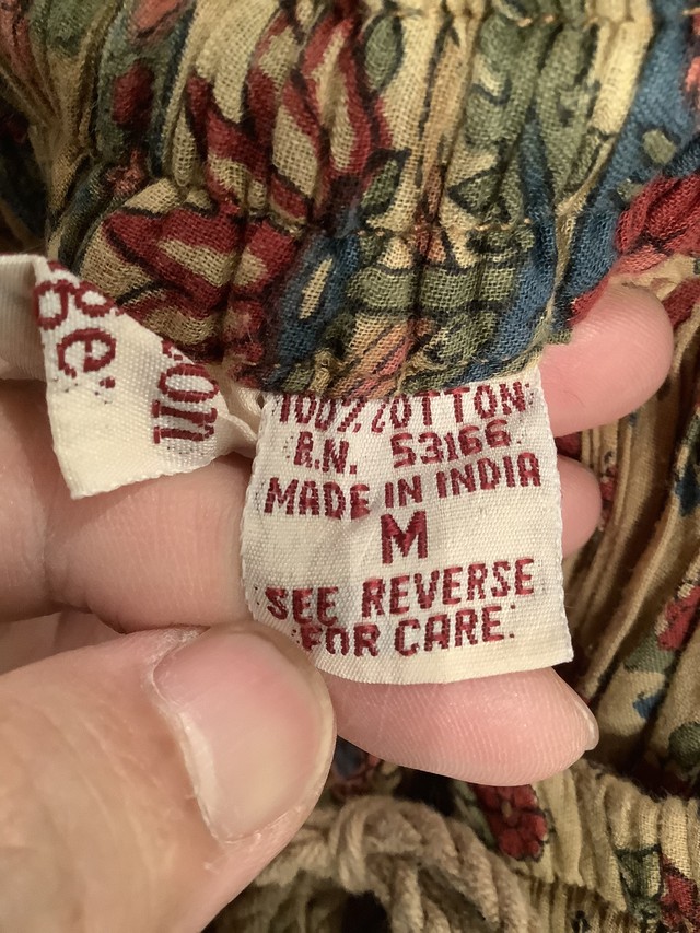 インドコットン 花柄エスニックロングスカート Used Vintage Clothing Valon Lanp