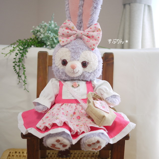 エプロンワンピース 濃ピンク ステラルー すぷりんshop ぬいぐるみ服のしたてやさん
