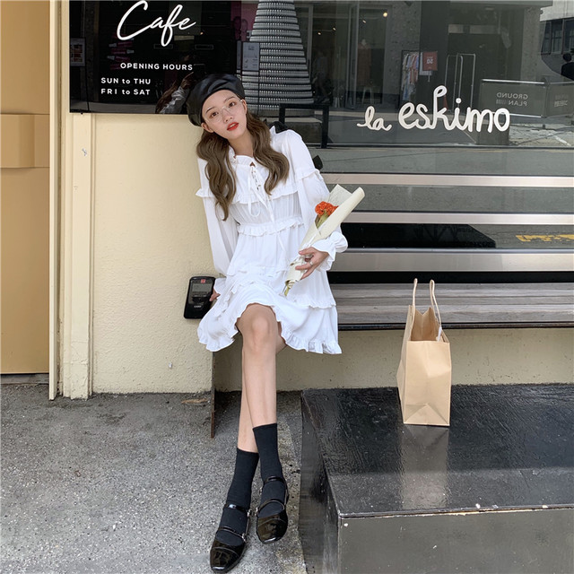 ワンピース 春ワンピース フレアワンピ Vネック ティアード フリル ミニ ショート丈 リボン ハイウエスト 脚長効果 長袖 秋 10代 代 30代 40代 Ptngt0522 Shop Suba