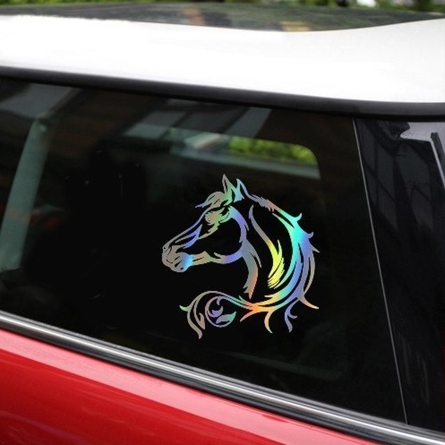 メタリック 防水 ステッカー 車や家の装飾に 貼り方自由 馬 乗馬 乗馬用品店 Klem