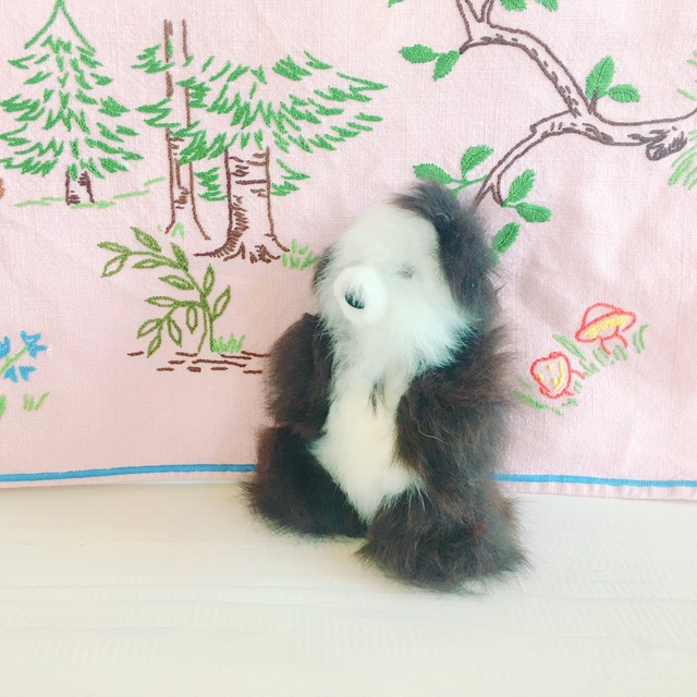 ベビーアルパカウール100 クマぬいぐるみss ホワイト チョコ Doudou Mooi ドゥドゥ モーイ