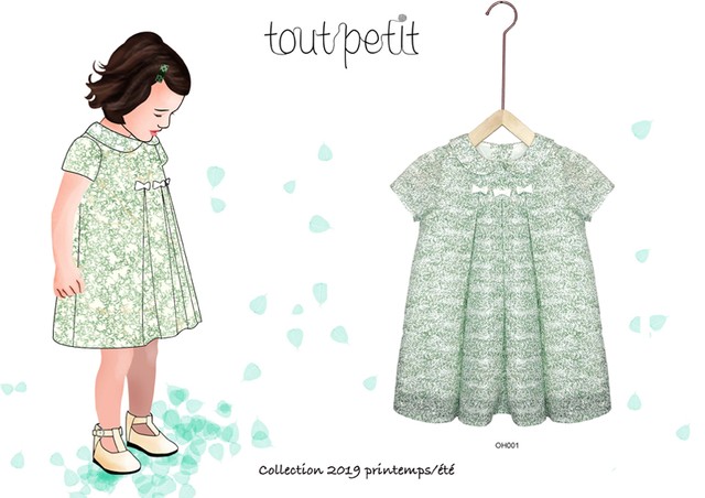 フランス刺繍バックボタンワンピース 綿100 キッズ ベビー服 子供服 夏 Tout Petit