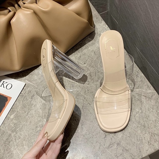 クリアストラップ サンダル ヒール9cm ヒール11cm ハイヒール オープントゥ ブロックヒール 可愛い 春夏 クール 透明 おしゃれ 歩きやすい お出かけ 取寄 発送目安14 21日営業日 Laff Store 会社情報 納期の確認をお願いします