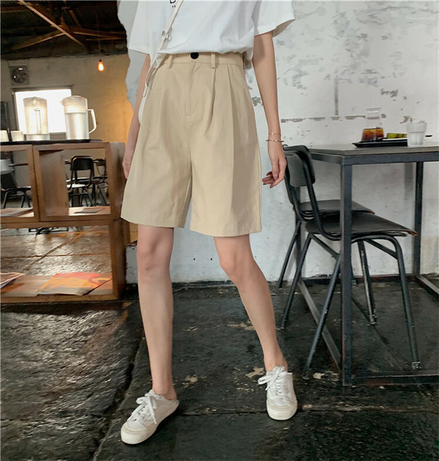 レディース パンツ 夏 ショートパンツ 膝上丈 ハイウエスト キュロット パンツ レディース シンプル カジュアル きれいめ おしゃれ ガーリー ブラック カーキ オレンジ Hf Haru Foo