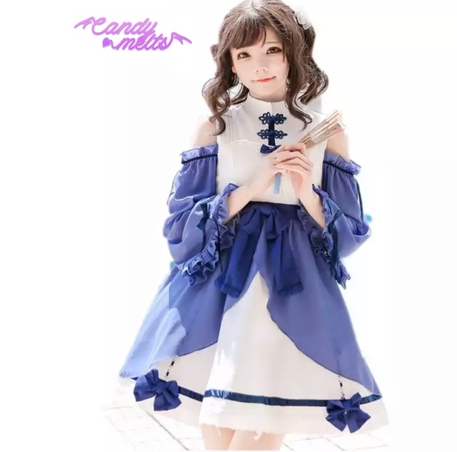 お取り寄せ商品 ワンピース 中華 ロリータ ロリィタ 春 夏 コスプレ フリル パフスリーブ リボン 原宿 ゆめかわいい やみかわいい Candy Melts