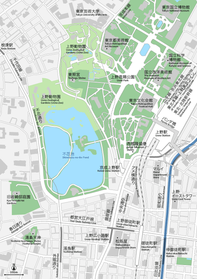 東京 上野 イラレ地図素材 Eps 日本語 英語 並記版 地図素材をダウンロードにて販売するお店 今八商店