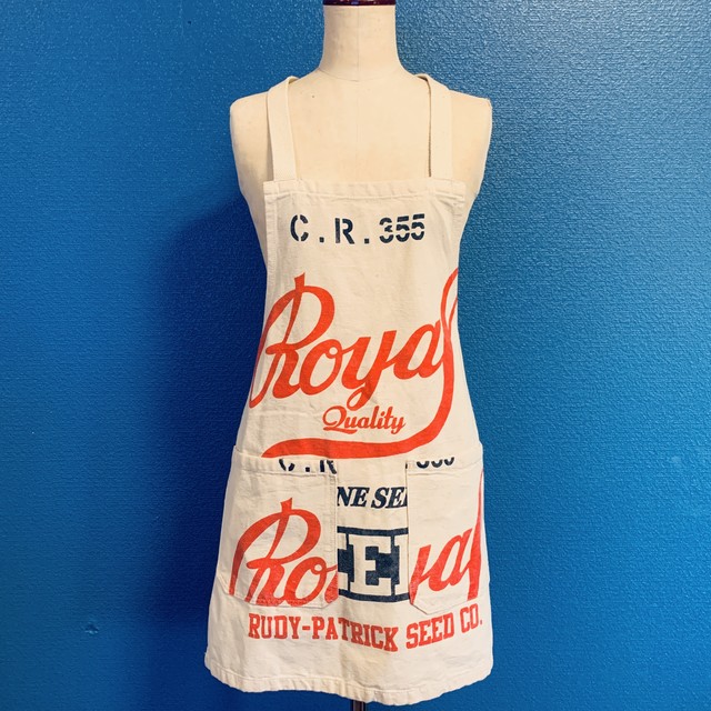 ビンテージ風フードパッケージ柄エプロン(Royal)