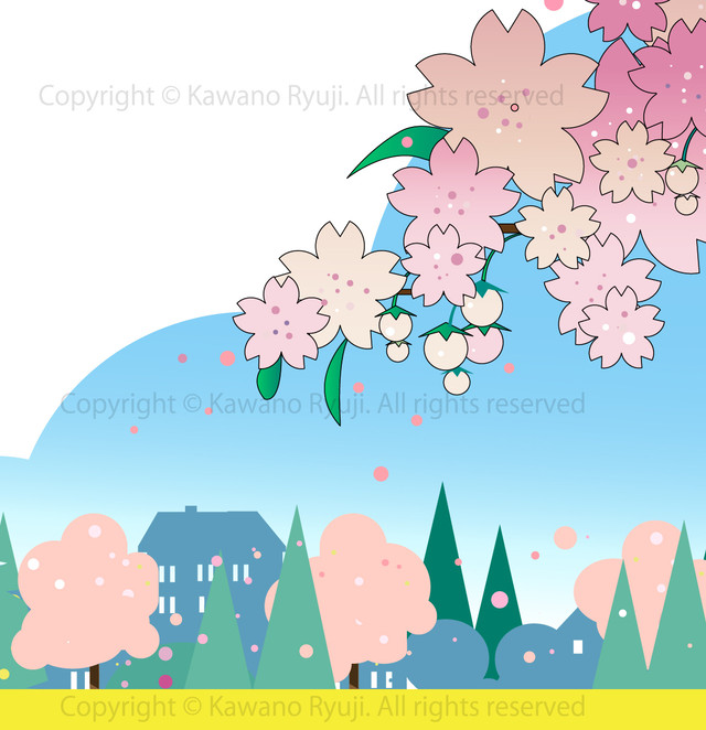 桜咲く春の街並み Aiデータ ベクター Kawano ストックイラスト直販所