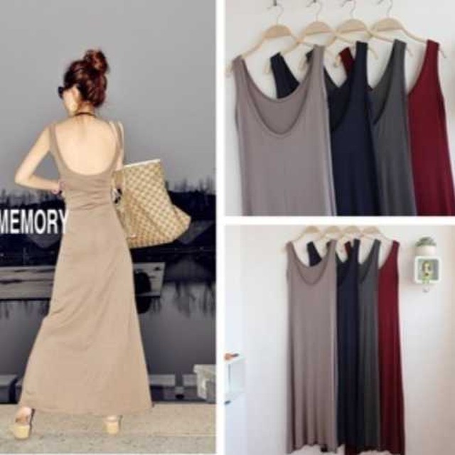 ロングワンピース ノースリーブ Uネック スリム フィット 薄手 全2色 丈違い 夏 秋 バックオープン セクシー 大人 ナイト パーティー 旅行 おでかけ レディース セットアップやパンツドレスなど二次会ドレスに合う海外ファッションサイト Urubei