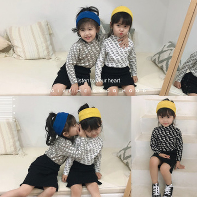 女の子 花柄 ニット セーター ハイネック おしゃれ 春 秋 冬 可愛い 3色 Dyh海外子供用品