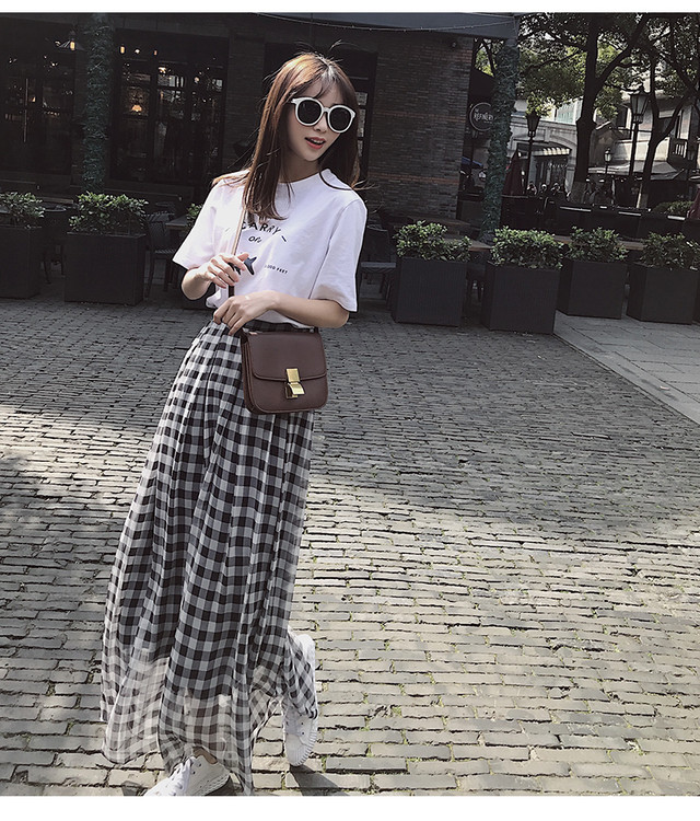 ロング チェック ギンガムチェック スカート シースルー Simpttywear