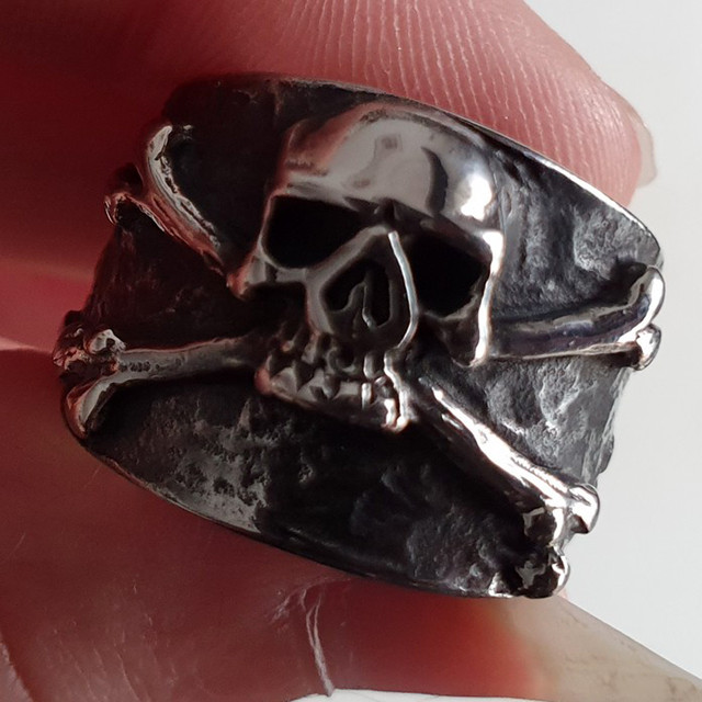 指輪 リング メンズ スカル 髑髏 骸骨 スカルボーン ドクロマーク デス テンプル騎士団 クロスボーン シルバー ステンレス ちゅらネット にふぇーでーびる
