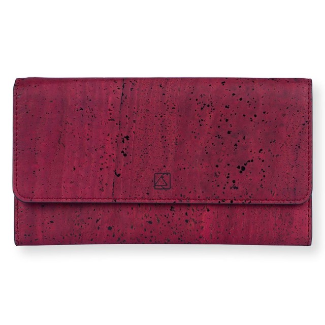 Vegan Trifold Wallet Maroon 三つ折り長財布 赤 コルク製 sha Base店