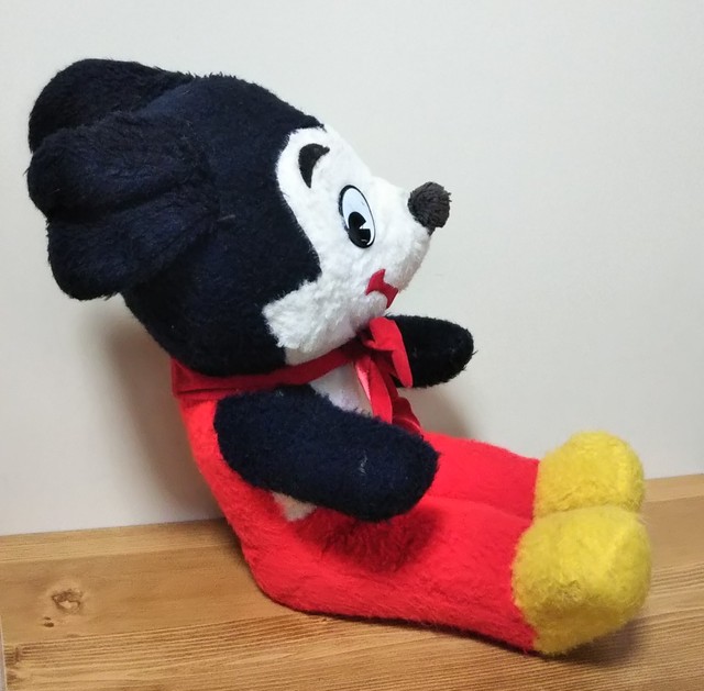 Mickey Mouse Plush Toy W Ribbon リボンを付けたミッキーマウスぬいぐるみ 1960 70年代 ヴィンテージ Disney Linus Blanket