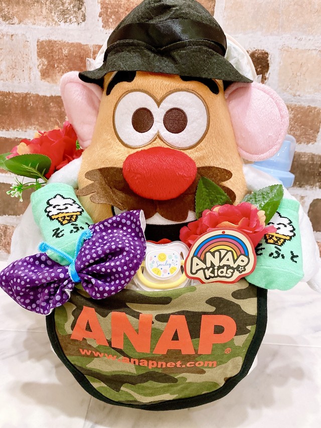 おむつベビーカー おむつケーキ オムツケーキ Anap アナップ 出産祝い 誕生祝い お祝い ディズニー Mr ポテトヘッド おむつバイク おむつ ケーキファクトリーby D4