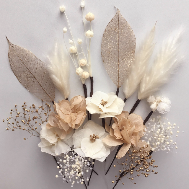 Inbloom No 2 Dried Flower Head Pieces ドライフラワー プリザーブドフラワー 髪飾り 成人式 結婚式 前撮り 卒業式 くすみカラー ベージュ ピンク I N B L O O M