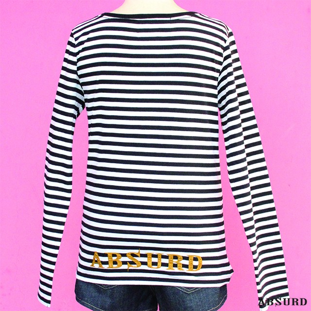 数量限定 Absurd ボートネックロングｔシャツ メンズ レディース サイズxs ボーダー モルタル ロンt 白黒 Black White アブサード Aimilate Absurd