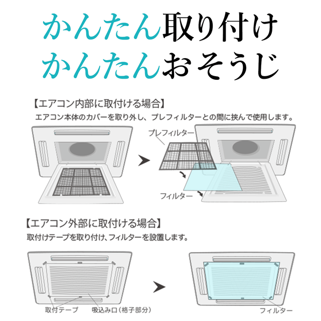 エコウィンフィルター天井カセット 天カセ 型エアコン用62cm 62cm 2枚セット 1パック 抗ウイルス 抗菌エアコン フィルター 新型コロナ対策 風邪 インフルエンザ対策 銅イオンの殺菌力 業務用ルームエアコンフィルター 空気清浄 メンテナンス軽減 Ecowin 2パックまでのご