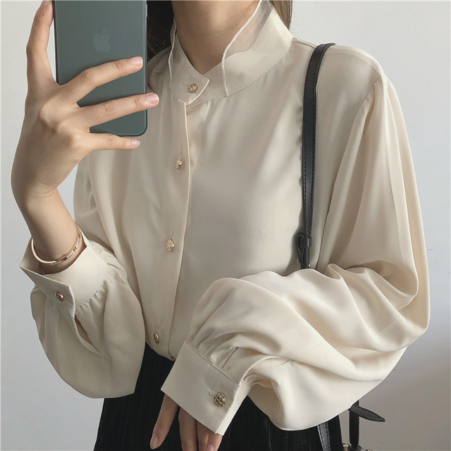 〈カフェシリーズ〉カフェに行きたくなるシフォンシャツ【cafe chiffon shirt】